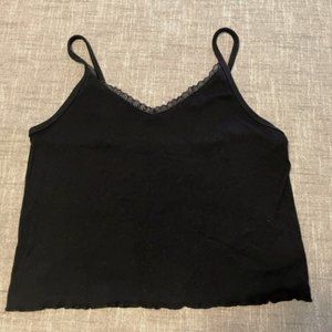 American Eagle Outfitters V-Neck Crop Tank, Black, Sz. L